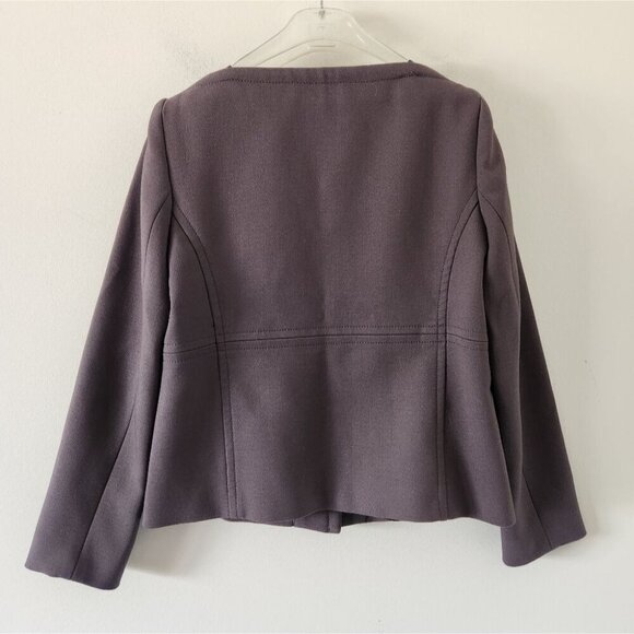 MILLY | Lamb Leather Blazer Gray Sz 6 - Picture 2 of 7